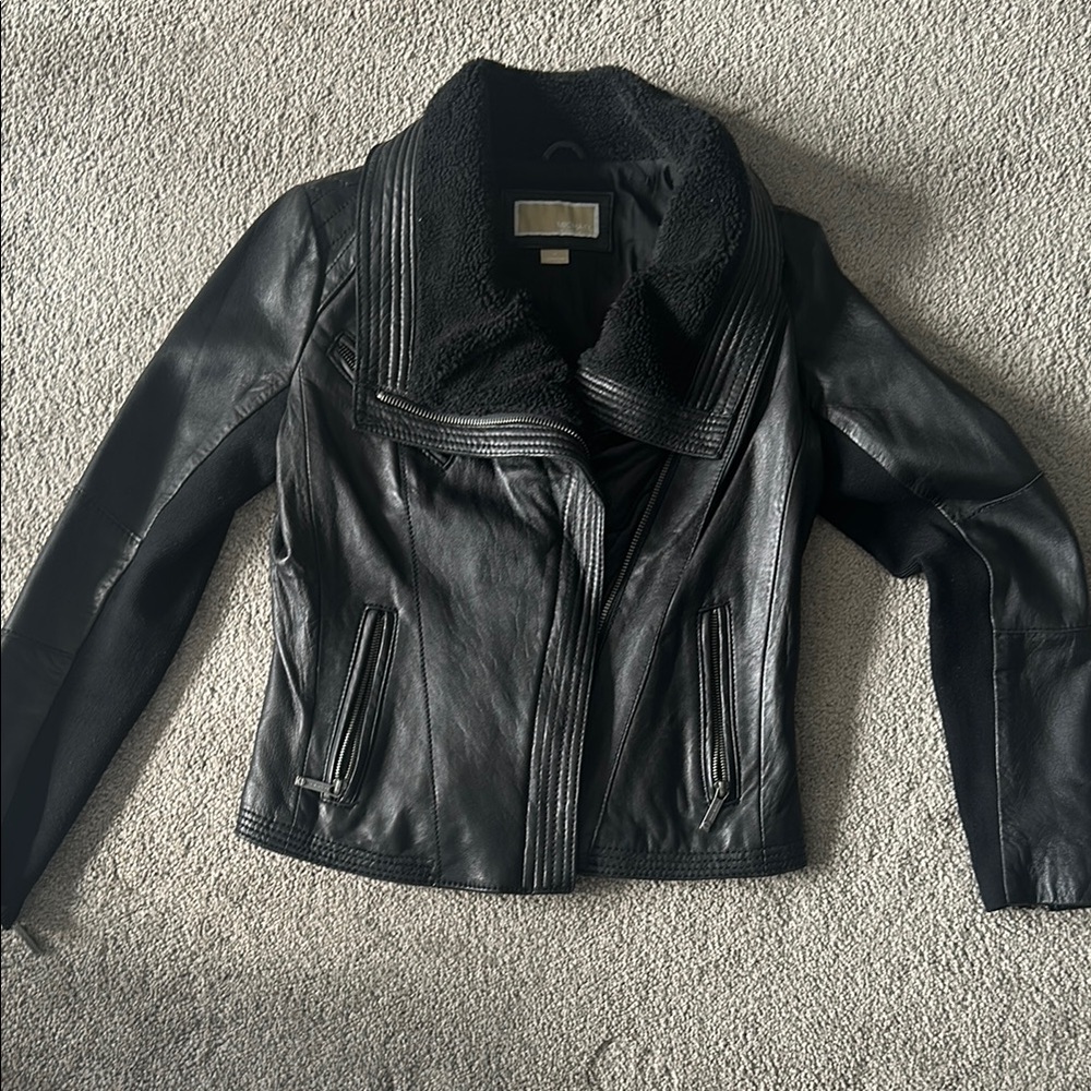 Michael Kors Black Leather Motorcycle Jacket